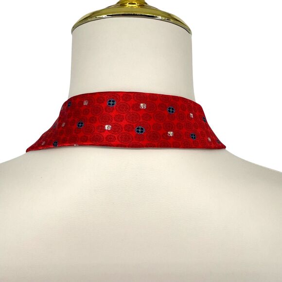 DolcePunta Men’s Silk Tie Red Circle Medallion Floral Italy Made 59x 3.5” Preppy - Picture 12 of 16